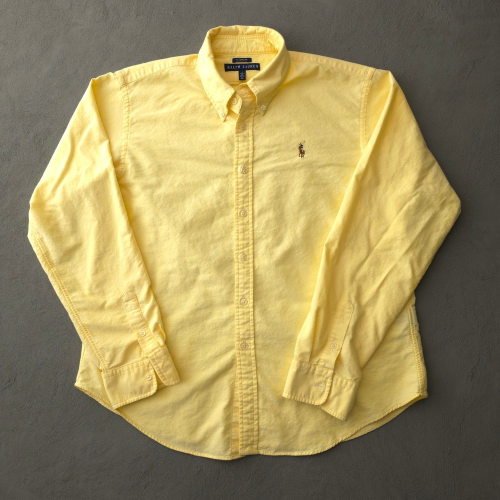 Ralph Lauren Button Down Shirt 16 Yellow Long Sleeve Classic Fit